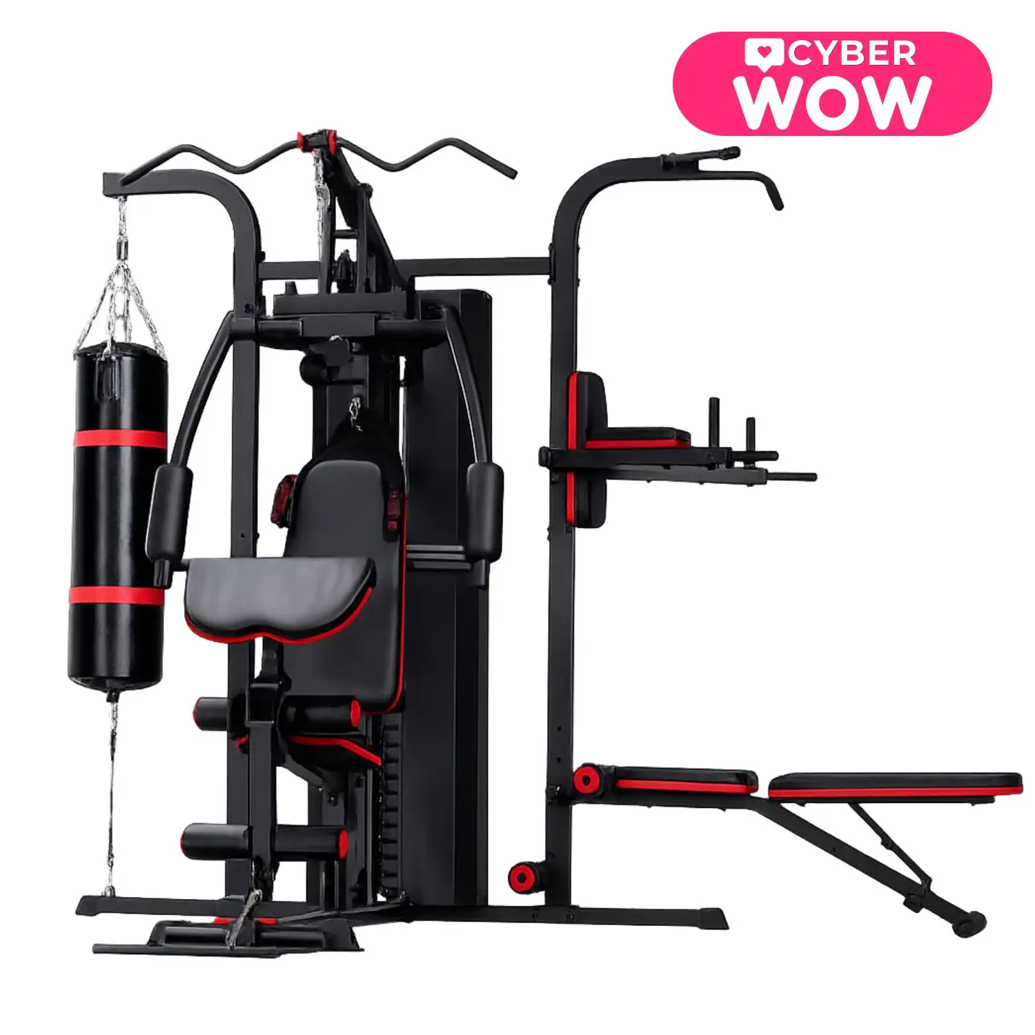 MINI GYM 3 ESTACIONES CON SACO DE BOX MHG6310P (6 PIEZAS)