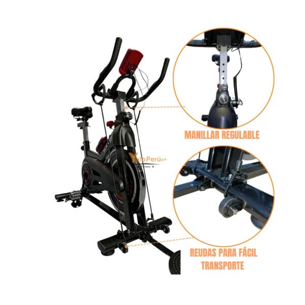 BICICLETA SPINNING DE 15KG PRO CON ACCESORIOS - Imagen 6