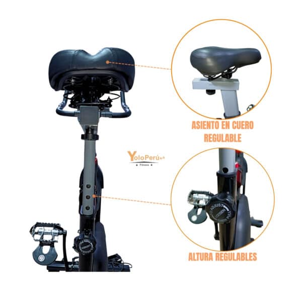 BICICLETA SPINNING DE 15KG PRO CON ACCESORIOS - Imagen 7
