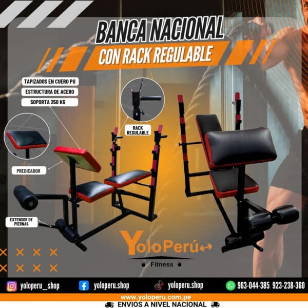 PROMOCIÓN DIA DEL PADRE (BANCA RACK REGULABLE + SET HIERRO 30KG) - Imagen 2