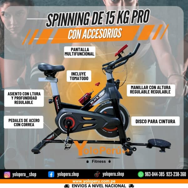 PROMOCIÓN DIA DEL PADRE (SPINNING 15KG CON ACCESORIOS + SET HIERRO 30KG) - Imagen 2