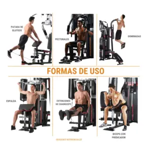 MINI GYM 3 ESTACIONES CON PRENSA MHG6320P (6 PIEZAS) - Imagen 6