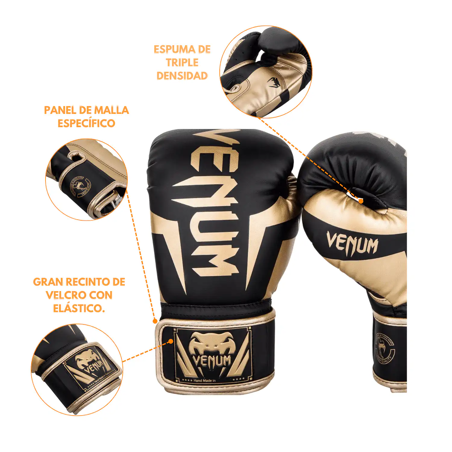 GUANTES DE BOX VENUM LOGO DORADO - Imagen 2