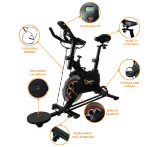 BICICLETA SPINNING DE 8kg + DISCO TWIST Y LIGAS - Imagen 3