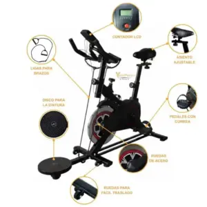 BICICLETA SPINNING DE 8kg + DISCO TWIST Y LIGAS - Imagen 4