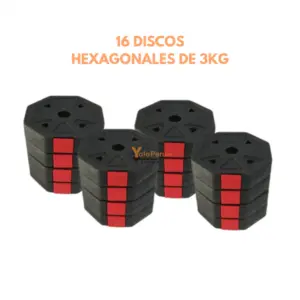 SET DE MANCUERNAS 50KG PVC HEXAGONAL CONVERTIBLE (PAQUETE + ACCESORIOS) - Imagen 3