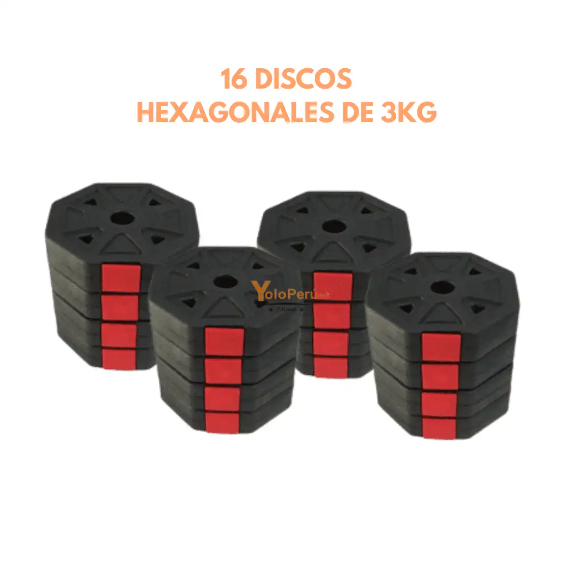 SET DE MANCUERNAS 50KG PVC HEXAGONAL CONVERTIBLE (PAQUETE + ACCESORIOS) - Imagen 3