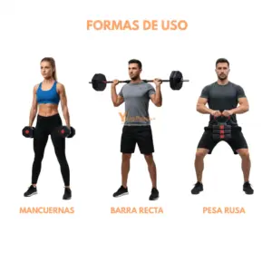 SET DE MANCUERNAS 50KG PVC HEXAGONAL CONVERTIBLE (PAQUETE + ACCESORIOS) - Imagen 6
