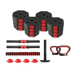 SET DE MANCUERNAS 50KG PVC HEXAGONAL CONVERTIBLE (PAQUETE + ACCESORIOS) - Imagen 2
