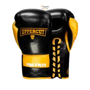 GUANTES DE BOX PRO FIGHT UPPERCUT CON TRENZAS 14OZ CUERO NATURAL (4600-2)