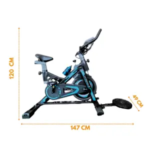 BICICLETA SPINNING DE 12KG AZUL HOME CON ACCESORIOS - Imagen 2