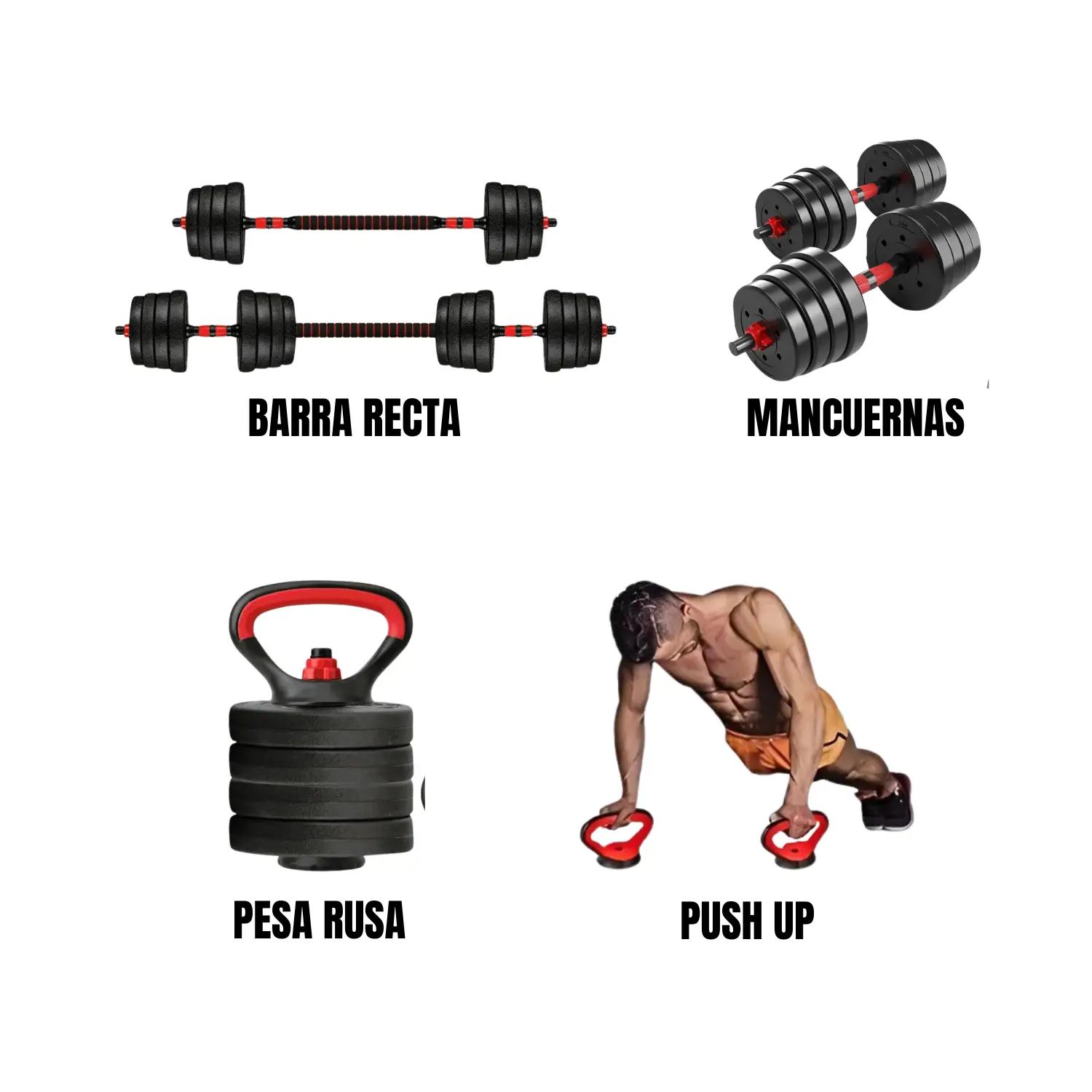 SET DE MANCUERNAS 30KG PVC CONVERTIBLE (PAQUETE + ACCESORIOS) - Imagen 2
