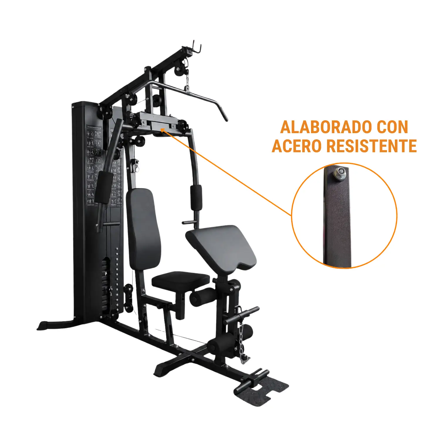 MINI GYM 75KG NEGRO TF (ASIENTO Y ESPALDAR REGULABLE) - Imagen 4