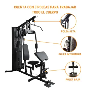 MINI GYM 75KG NEGRO TF (ASIENTO Y ESPALDAR REGULABLE) - Imagen 3