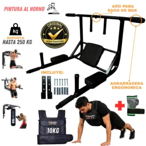 Barra Multifuncional 15 en 1 yoperufit 250 Kg Dominadas + Chaleco de 10 Kg + Muñequera con Velcro