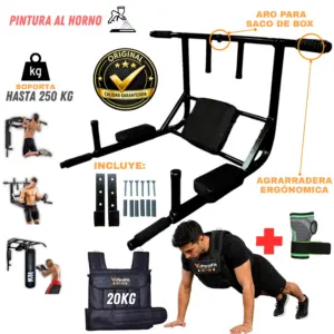 Barra Multifuncional 15 en 1 yoperufit 250 Kg Dominadas + Chaleco de 20 Kg + Muñequera con Velcro