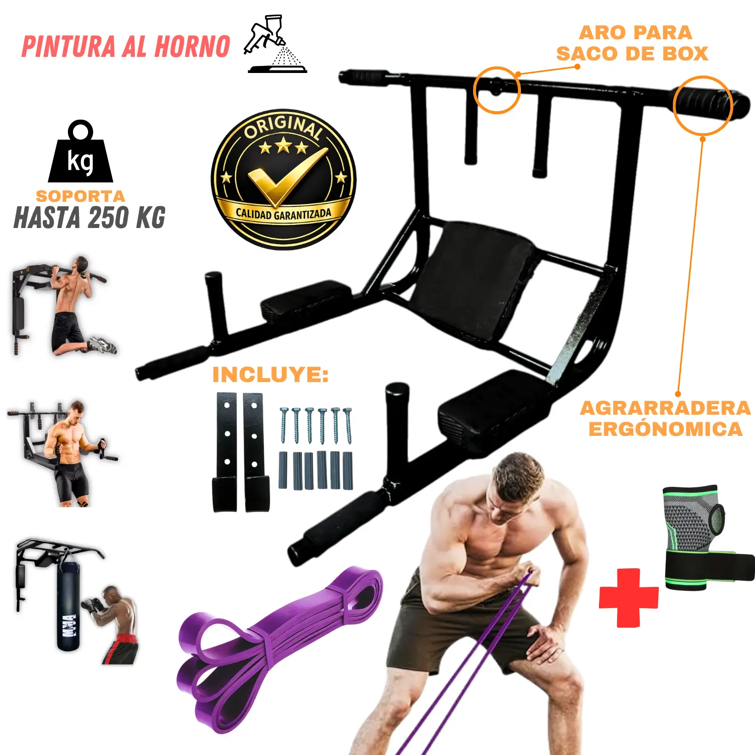 Barra Multifuncional 15 en 1 yoperufit 250 Kg Dominadas + Liga de CrossFit-Calistenia 84 Lb + Muñequera con Velcro