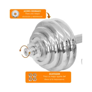 MALETIN DE MANCUERNAS 55KG CON ADAPTADOR CON BARRA RECTA Y BARRA Z - Imagen 4