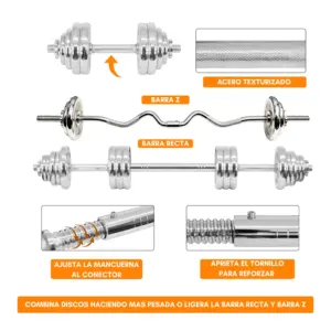 MALETIN DE MANCUERNAS 55KG CON ADAPTADOR CON BARRA RECTA Y BARRA Z - Imagen 2
