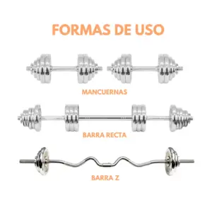 MALETIN DE MANCUERNAS 55KG CON ADAPTADOR CON BARRA RECTA Y BARRA Z - Imagen 3