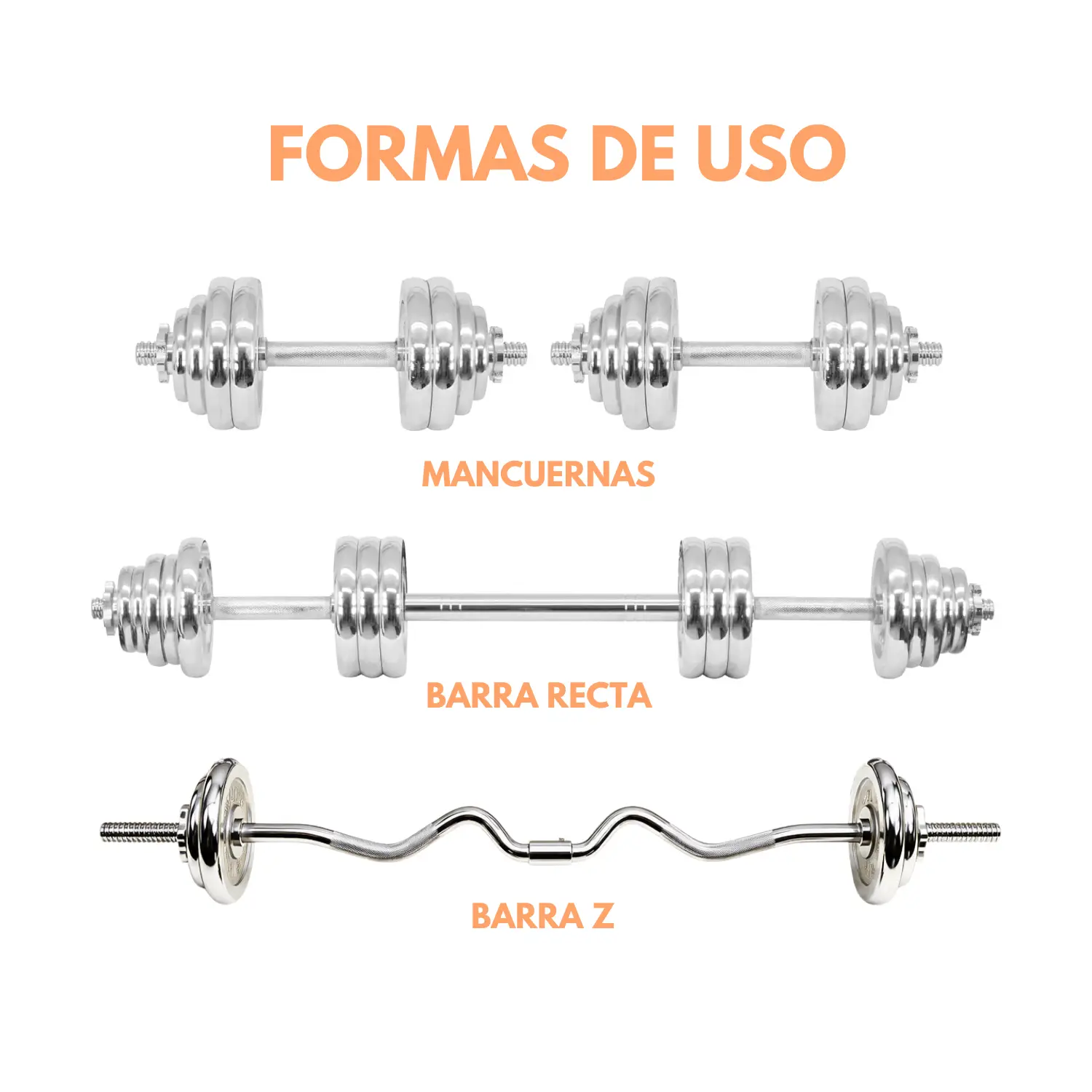 MALETIN DE MANCUERNAS 55KG CON ADAPTADOR CON BARRA RECTA Y BARRA Z - Imagen 3