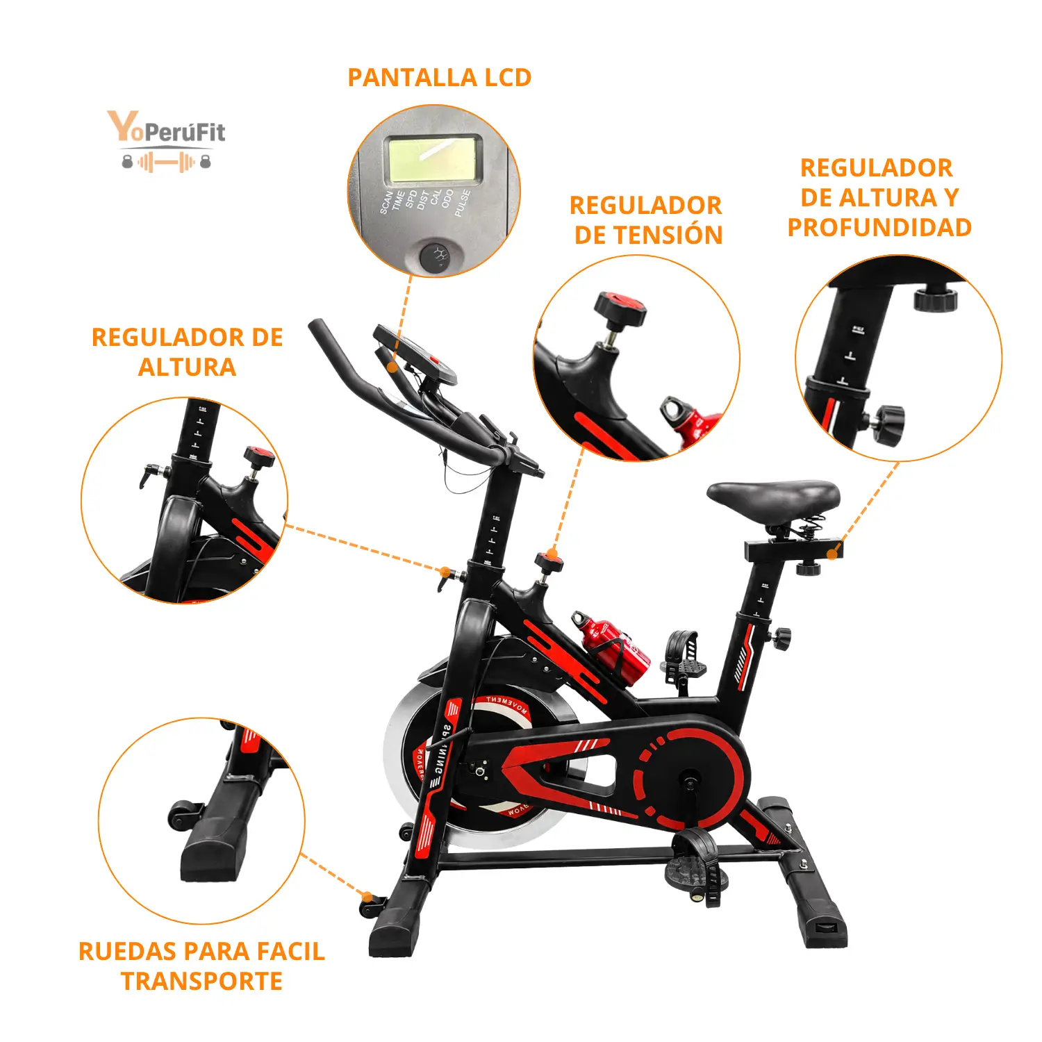 BICICLETA SPINNING DE 10 KG MODELO RF - Imagen 3