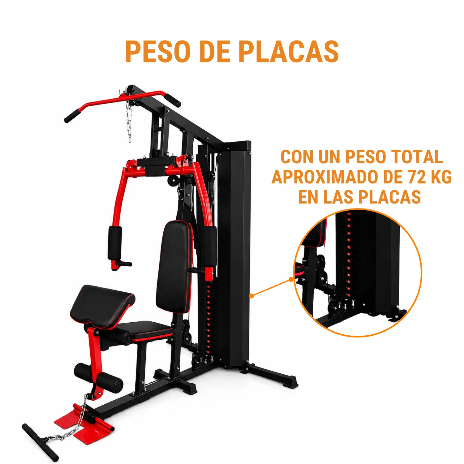 MINI GYM MHG6010A COLOR ROJO (72 KILOS) RF - Imagen 5